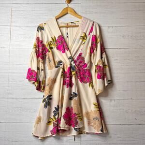 Billabong Dress Womens Size Small Divine Floral Faux Wrap Mini Colorful